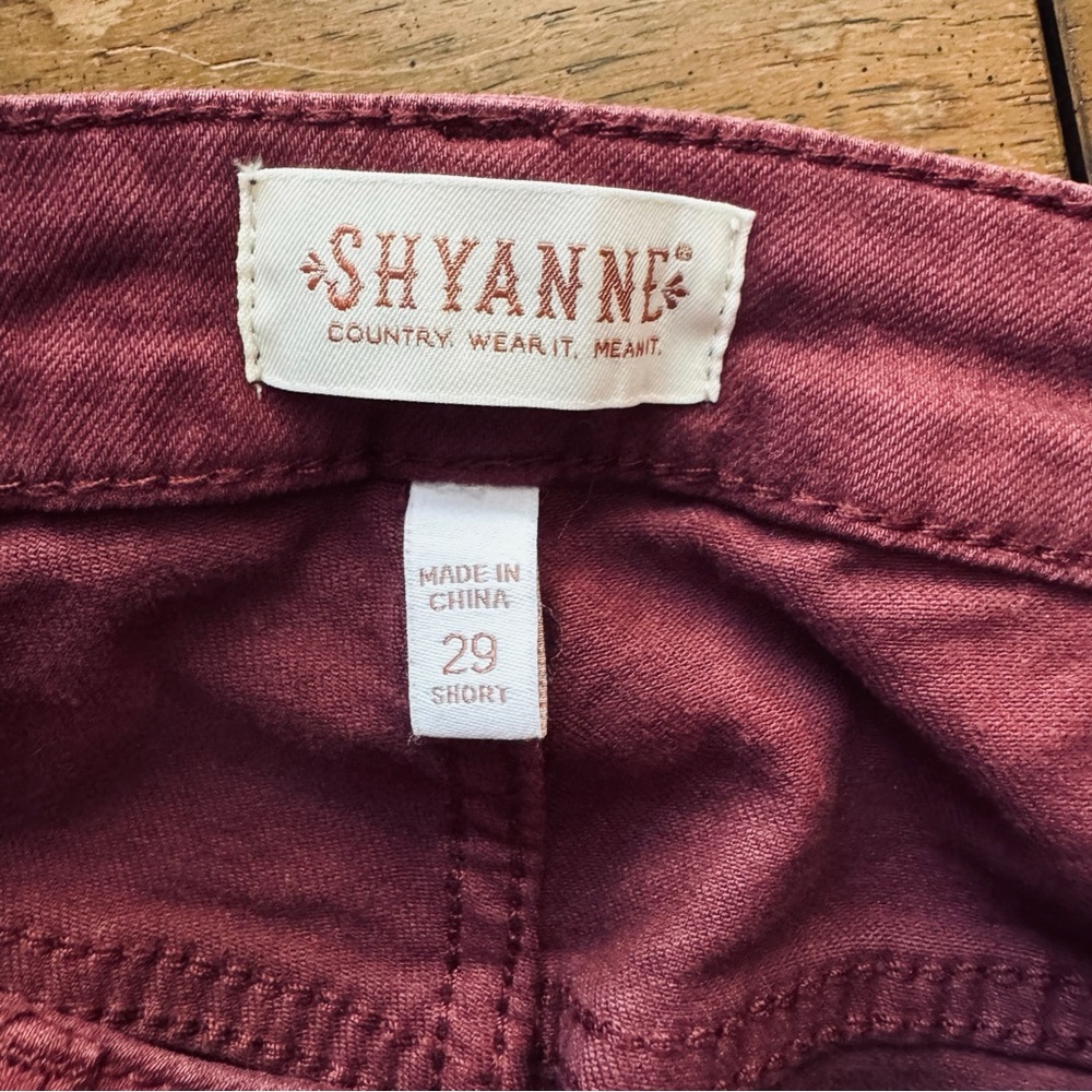 Shyanne Super Flare Raw Hem Burgandy Wine Festival Western Jeans - Picture 7 of 7